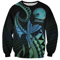 Personalised Hawaii Kure Atoll Sweatshirt Holaniku Coral Reef with Polynesian Tribal LT9 Unisex Blue - Polynesian Pride