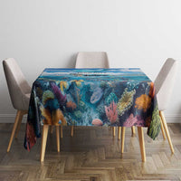 Personalised Palau Kayangel Atoll Tablecloth Turtle With Coral Reef Under Water