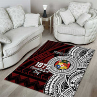 Personalised Tonga Constitution Day 1875 Area Rug Polynesian Tribal Tattoo