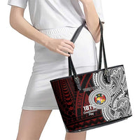 Personalised Tonga Constitution Day 1875 Leather Tote Bag Polynesian Tribal Tattoo LT9 - Polynesian Pride