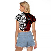 Personalised Tonga Constitution Day 1875 Raglan Cropped T Shirt Polynesian Tribal Tattoo LT9 - Polynesian Pride