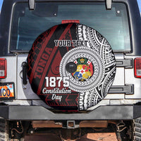 Personalised Tonga Constitution Day 1875 Spare Tire Cover Polynesian Tribal Tattoo LT9 Red - Polynesian Pride