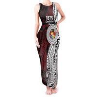 Personalised Tonga Constitution Day 1875 Tank Maxi Dress Polynesian Tribal Tattoo LT9 Women Red - Polynesian Pride