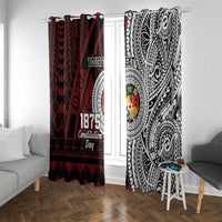 Personalised Tonga Constitution Day 1875 Window Curtain Polynesian Tribal Tattoo LT9 With Grommets Red - Polynesian Pride