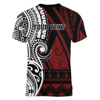 Personalised Tonga Constitution Day 1875 Women V-Neck T-Shirt Polynesian Tribal Tattoo LT9 - Polynesian Pride