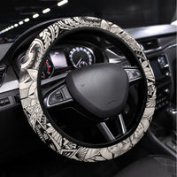 Polynesia Steering Wheel Cover Tribal Polynesian Spirit With Beige Pacific Flowers LT9 Universal Fit Beige - Polynesian Pride