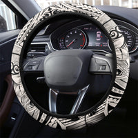 Polynesia Steering Wheel Cover Tribal Polynesian Spirit With Beige Pacific Flowers LT9 - Polynesian Pride