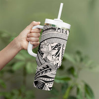 Beige Pacific Flowers Tribal Polynesian Spirit Tumbler With Handle LT9 - Polynesian Pride