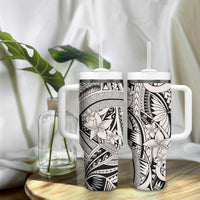 Beige Pacific Flowers Tribal Polynesian Spirit Tumbler With Handle LT9 - Polynesian Pride
