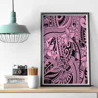 Polynesia Canvas Wall Art Tribal Polynesian Spirit With Pink Pacific Flowers LT9 - Polynesian Pride