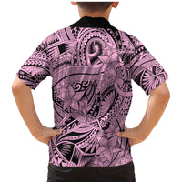 Polynesia Family Matching Mermaid Dress and Hawaiian Shirt Tribal Polynesian Spirit With Pink Pacific Flowers LT9 - Polynesian Pride