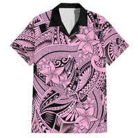 Polynesia Family Matching Tank Maxi Dress and Hawaiian Shirt Tribal Polynesian Spirit With Pink Pacific Flowers LT9 Dad's Shirt - Short Sleeve Pink - Polynesian Pride