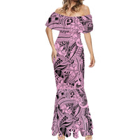 Polynesia Mermaid Dress Tribal Polynesian Spirit With Pink Pacific Flowers LT9 - Polynesian Pride