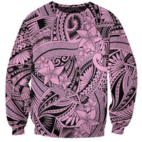 Polynesia Sweatshirt Tribal Polynesian Spirit With Pink Pacific Flowers LT9 Unisex Pink - Polynesian Pride