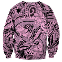 Polynesia Sweatshirt Tribal Polynesian Spirit With Pink Pacific Flowers LT9 - Polynesian Pride