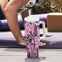 Pink Pacific Flowers Tribal Polynesian Spirit Tumbler With Handle LT9 - Polynesian Pride