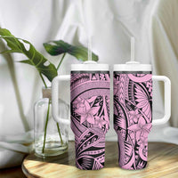 Pink Pacific Flowers Tribal Polynesian Spirit Tumbler With Handle LT9 - Polynesian Pride