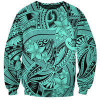 Polynesia Sweatshirt Tribal Polynesian Spirit With Teal Pacific Flowers LT9 Unisex Teal - Polynesian Pride