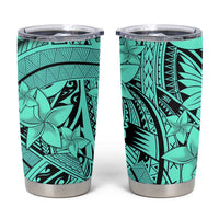 Teal Pacific Flowers Tribal Polynesian Spirit Tumbler Cup LT9 Teal - Polynesian Pride