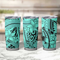 Teal Pacific Flowers Tribal Polynesian Spirit Tumbler Cup LT9 - Polynesian Pride