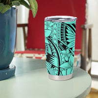 Teal Pacific Flowers Tribal Polynesian Spirit Tumbler Cup LT9 - Polynesian Pride