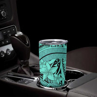 Teal Pacific Flowers Tribal Polynesian Spirit Tumbler Cup LT9 - Polynesian Pride