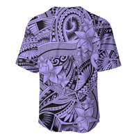 Polynesia Baseball Jersey Tribal Polynesian Spirit With Violet Pacific Flowers LT9 - Polynesian Pride