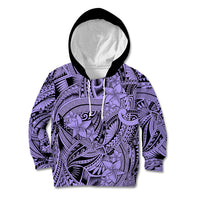 Polynesia Kid Hoodie Tribal Polynesian Spirit With Violet Pacific Flowers LT9 Hoodie Violet - Polynesian Pride