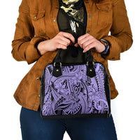 Polynesia Shoulder Handbag Tribal Polynesian Spirit With Violet Pacific Flowers LT9 - Polynesian Pride