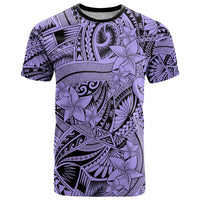 Polynesia T Shirt Tribal Polynesian Spirit With Violet Pacific Flowers LT9 Violet - Polynesian Pride