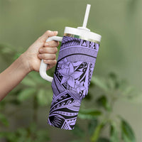 Violet Pacific Flowers Tribal Polynesian Spirit Tumbler With Handle LT9 - Polynesian Pride