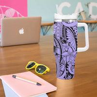 Violet Pacific Flowers Tribal Polynesian Spirit Tumbler With Handle LT9 - Polynesian Pride
