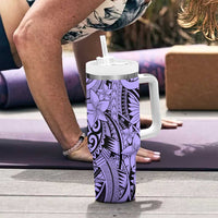 Violet Pacific Flowers Tribal Polynesian Spirit Tumbler With Handle LT9 - Polynesian Pride