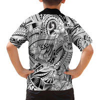 Polynesia Family Matching Summer Maxi Dress and Hawaiian Shirt Tribal Polynesian Spirit With White Pacific Flowers LT9 - Polynesian Pride
