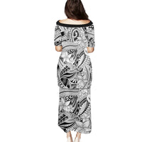 Polynesia Puletasi Tribal Polynesian Spirit With White Pacific Flowers LT9 - Polynesian Pride