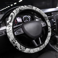 Polynesia Steering Wheel Cover Tribal Polynesian Spirit With White Pacific Flowers LT9 Universal Fit White - Polynesian Pride
