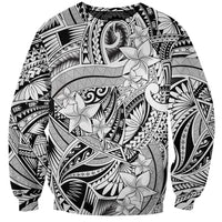 Polynesia Sweatshirt Tribal Polynesian Spirit With White Pacific Flowers LT9 Unisex White - Polynesian Pride