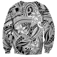 Polynesia Sweatshirt Tribal Polynesian Spirit With White Pacific Flowers LT9 - Polynesian Pride