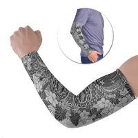 Polynesia Arm Sleeves Hibiscus Hawaiian Tribal Tattoo Retro Gray LT9 Set of 2 Gray - Polynesian Pride