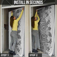 Polynesia Door Cover Hibiscus Hawaiian Tribal Tattoo Retro Gray - Polynesian Pride