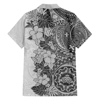 Polynesia Family Matching Off Shoulder Maxi Dress and Hawaiian Shirt Hibiscus and Hawaiian Tribal Tattoo Retro Style Gray Color LT9 - Polynesian Pride