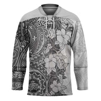 Polynesia Hockey Jersey Hibiscus Hawaiian Tribal Tattoo Retro Gray LT9 Unisex Gray - Polynesian Pride