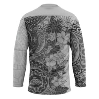 Polynesia Hockey Jersey Hibiscus Hawaiian Tribal Tattoo Retro Gray LT9 - Polynesian Pride