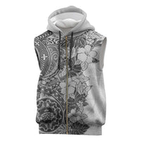 Polynesia Sleeveless Zip Hoodie Hibiscus Hawaiian Tribal Tattoo Retro Gray LT9 Gray - Polynesian Pride