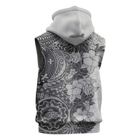Polynesia Sleeveless Zip Hoodie Hibiscus Hawaiian Tribal Tattoo Retro Gray LT9 - Polynesian Pride