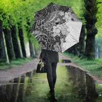 Polynesia Umbrella Hibiscus Hawaiian Tribal Tattoo Retro Gray - Polynesian Pride