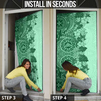 Polynesia Door Cover Hibiscus Hawaiian Tribal Tattoo Retro Green - Polynesian Pride