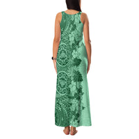 Polynesia Family Matching Tank Maxi Dress and Hawaiian Shirt Hibiscus and Hawaiian Tribal Tattoo Retro Style Green Color LT9 - Polynesian Pride