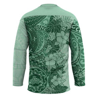 Polynesia Hockey Jersey Hibiscus Hawaiian Tribal Tattoo Retro Green LT9 - Polynesian Pride
