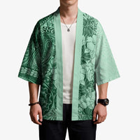Polynesia Kimono Hibiscus Hawaiian Tribal Tattoo Retro Green - Polynesian Pride
